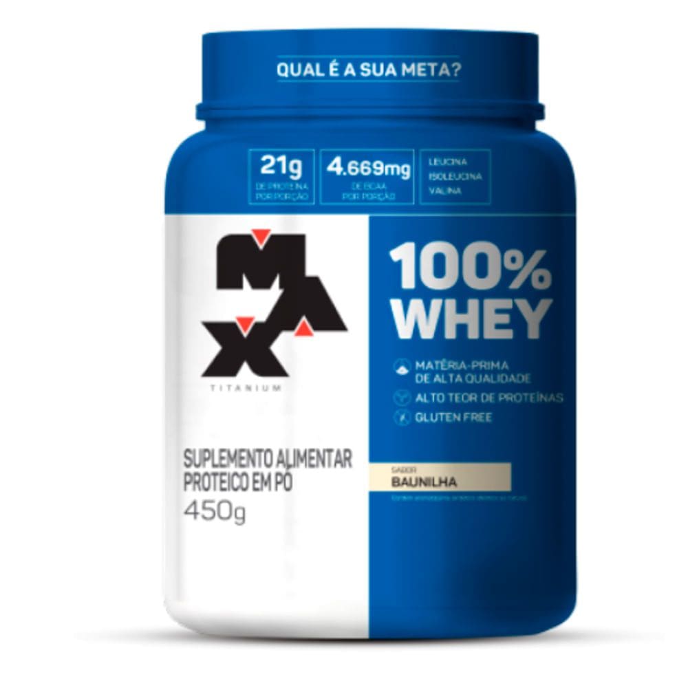 Whey 100% Max Titanium Sabor Baunilha 450g