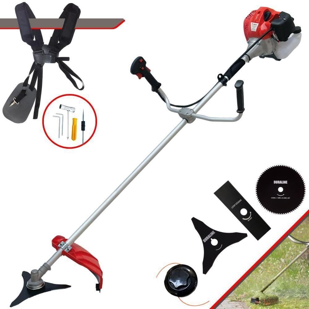 Roçadeira Lateral Anmax Cg430p-tb Plus À Gasolina 2 Tempos 43cc 2,0hp Profissional + Faca 3 Pontas Duraline 255mm