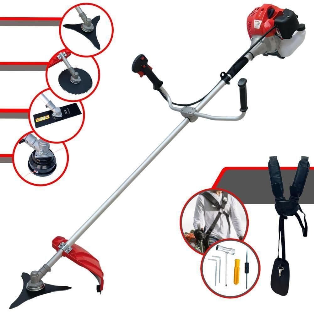 Roçadeira Lateral Anmax Cg430p-tb Plus À Gasolina 2 Tempos 43cc 2,0hp Profissional + Faca 3 Pontas Duraline 255mm