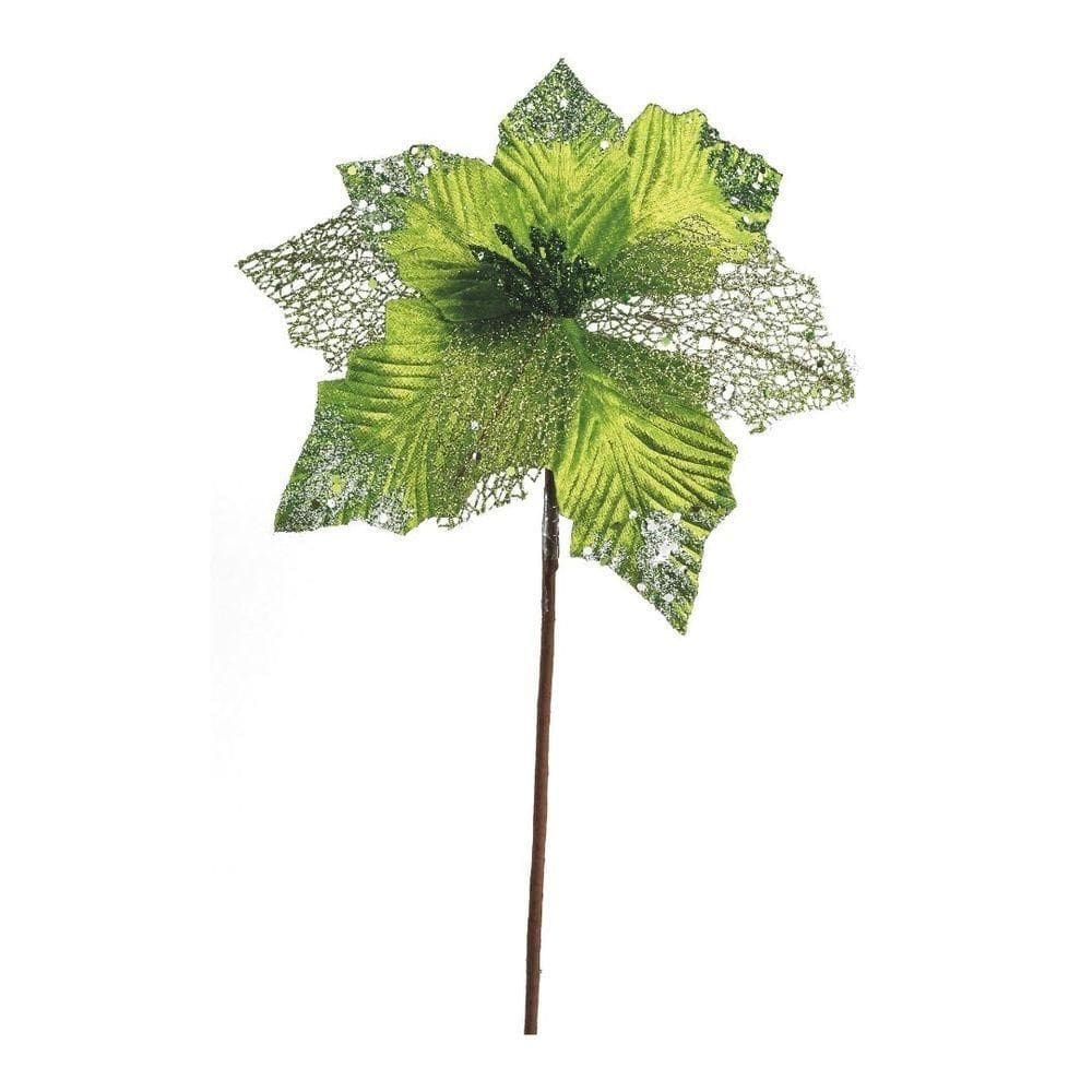 Flor Bico De Papagaio Verde Mescla Pick Natal Luxo 20cm - Magizi