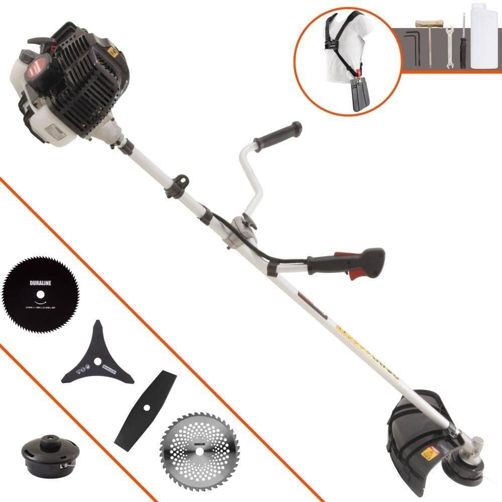 Roçadeira Profissional Lateral Kawashima Kw52le À Gasolina 52c 2,5hp 2t + Faca 2 Pontas 330mm + Faca 40 Dentes 255mm +