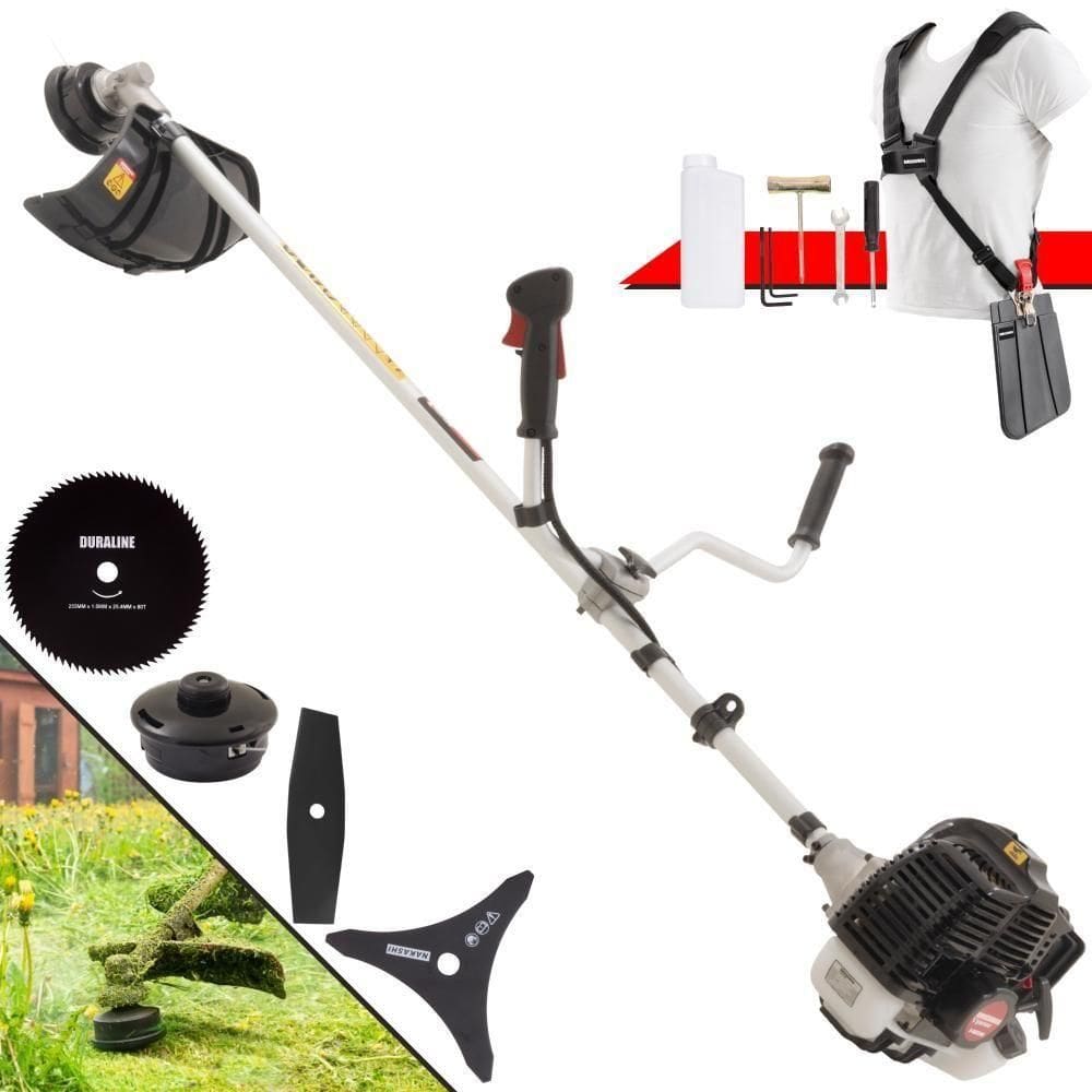 Roçadeira Profissional Lateral Kawashima Kw52le À Gasolina 52c 2,5hp 2t + Faca 2 Pontas Duraline 330mm + Faca 80 Dentes