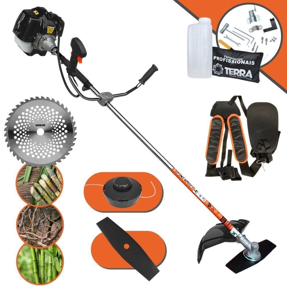 Roçadeira Profissional Lateral Terra Grh520 À Gasolina 52cc 2t 2,5hp + Faca 40 Dentes Duraline 255mm 2mm - 2552540gcjb
