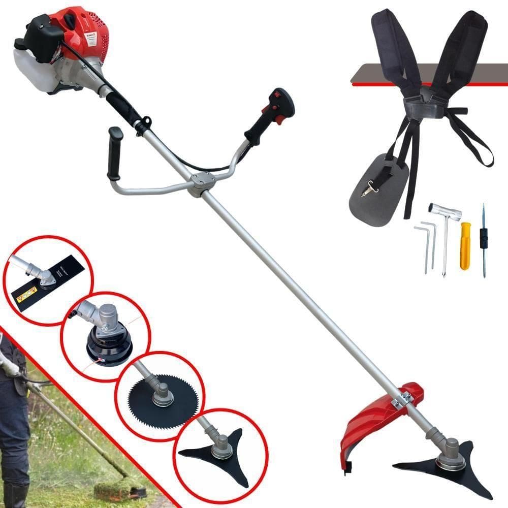 Roçadeira Lateral Anmax Cg430p-tb Plus À Gasolina 2 Tempos 43cc 2,0hp Profissional + Faca 3 Pontas Duraline 255mm