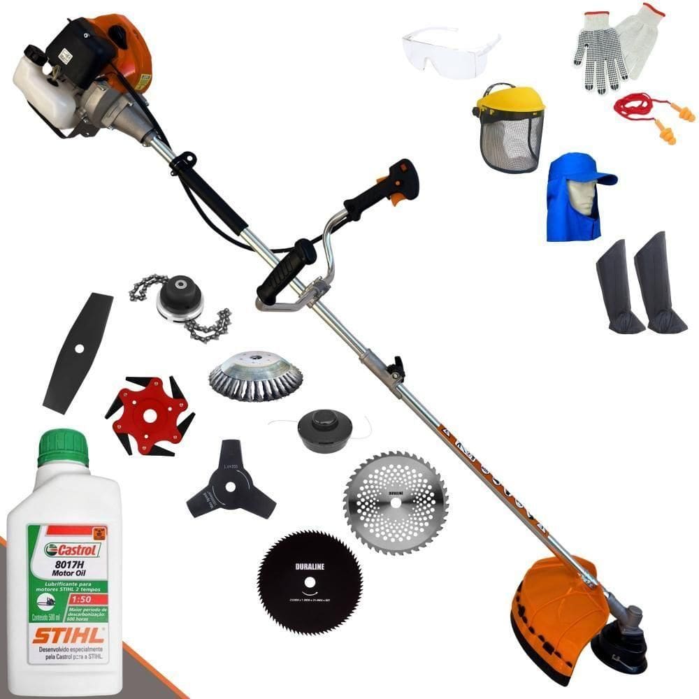 Roçadeira Terra Grhb430 43cc 2t 1,7hp + Faca 3 Pontas + Faca 40 Dentes + Faca 80 Dentes+ Faca 6 Pontas + Escova 38c