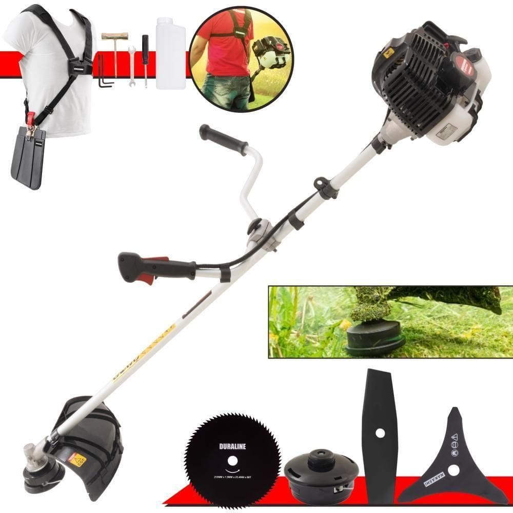 Roçadeira Profissional Lateral Kawashima Kw52le À Gasolina 52c 2,5hp 2t + Faca 2 Pontas Duraline 330mm + Faca 80 Dentes