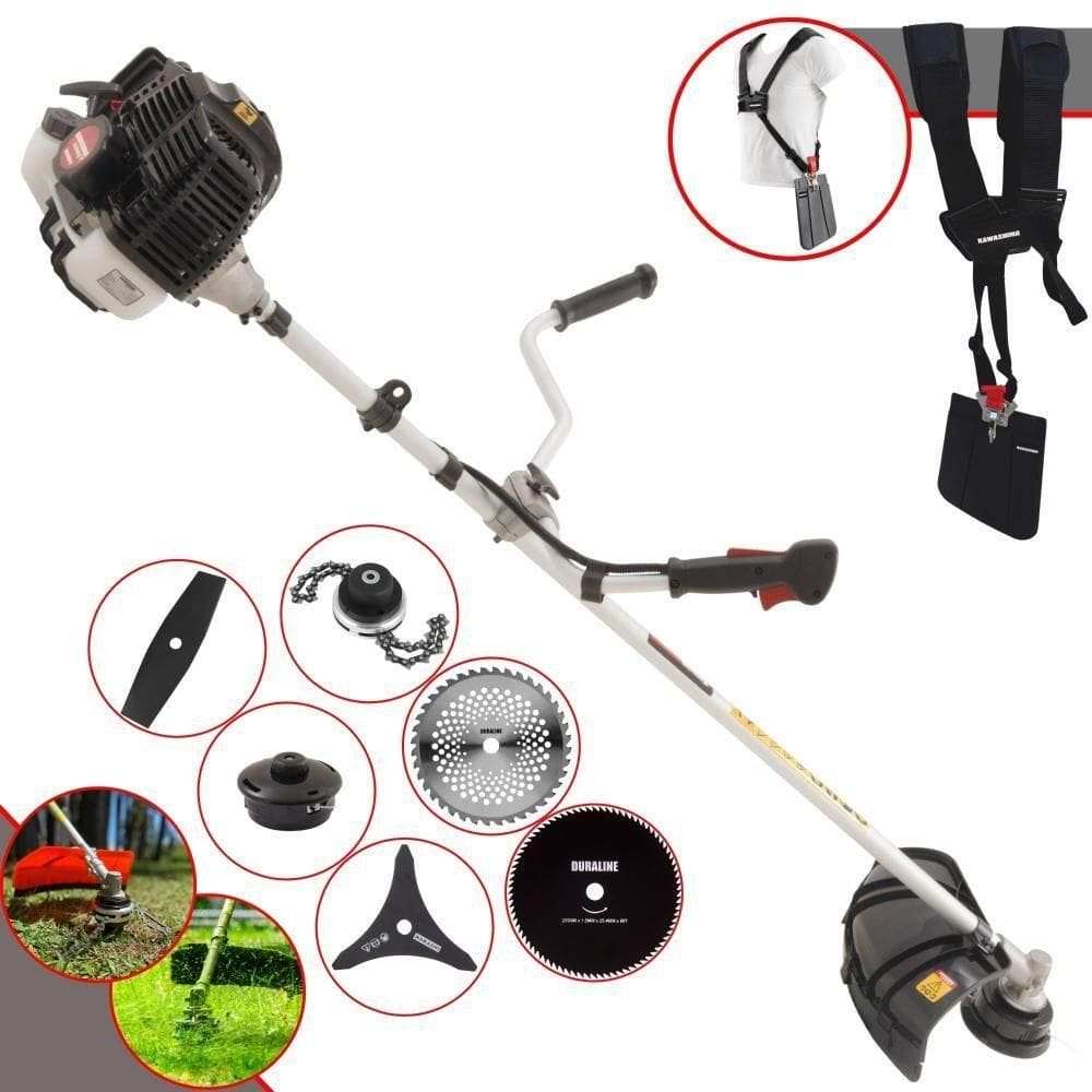 Roçadeira Profissional Lateral Kawashima Kw52le À Gasolina 52c 2,5hp 2t + Faca 2 Pontas 330mm + Faca 40 Dentes 255mm +