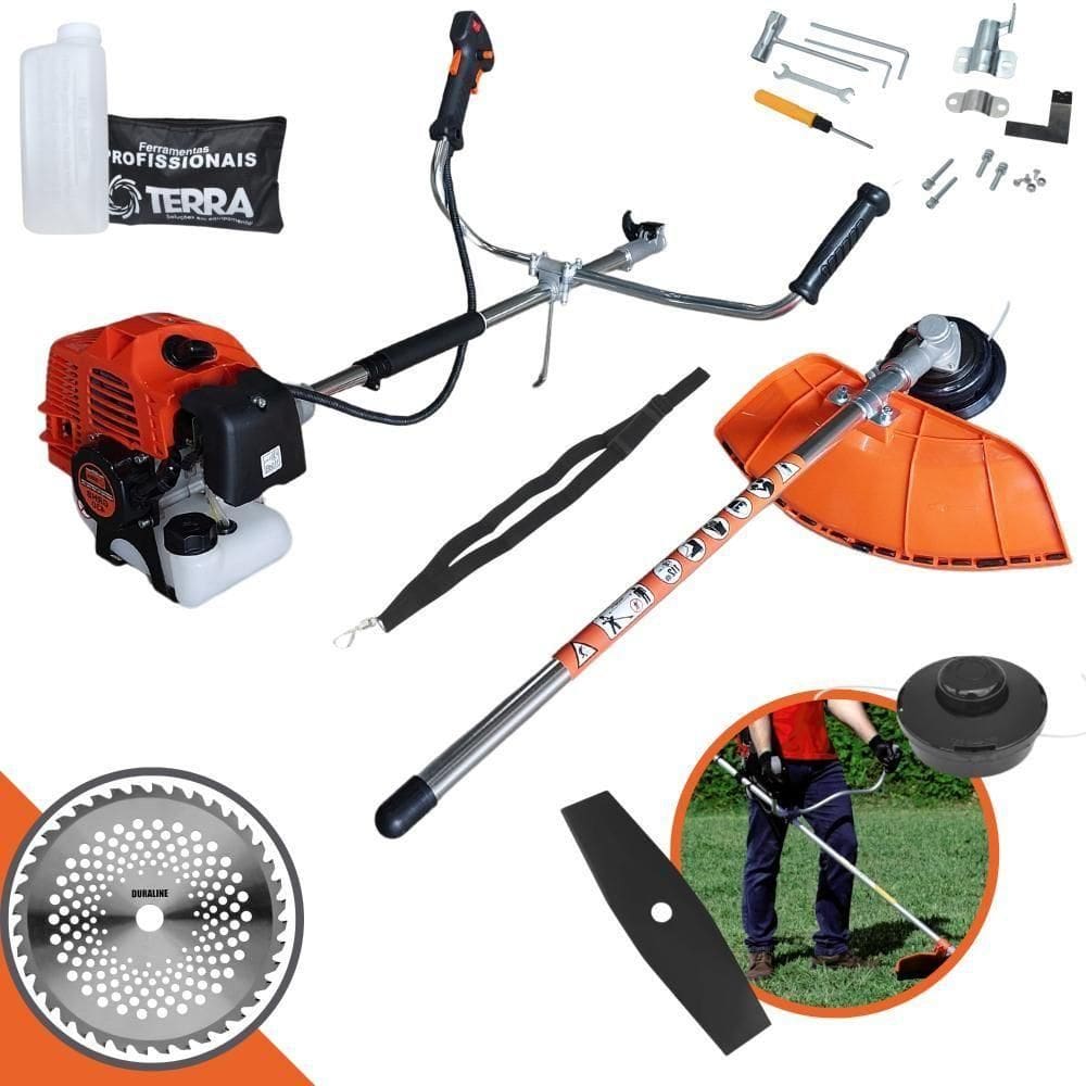 Roçadeira Profissional Lateral Terra Grhb430 À Gasolina 43cc 2t 1,7hp + Faca 40 Dentes Duraline 255mm 2mm - 2552540gcjb