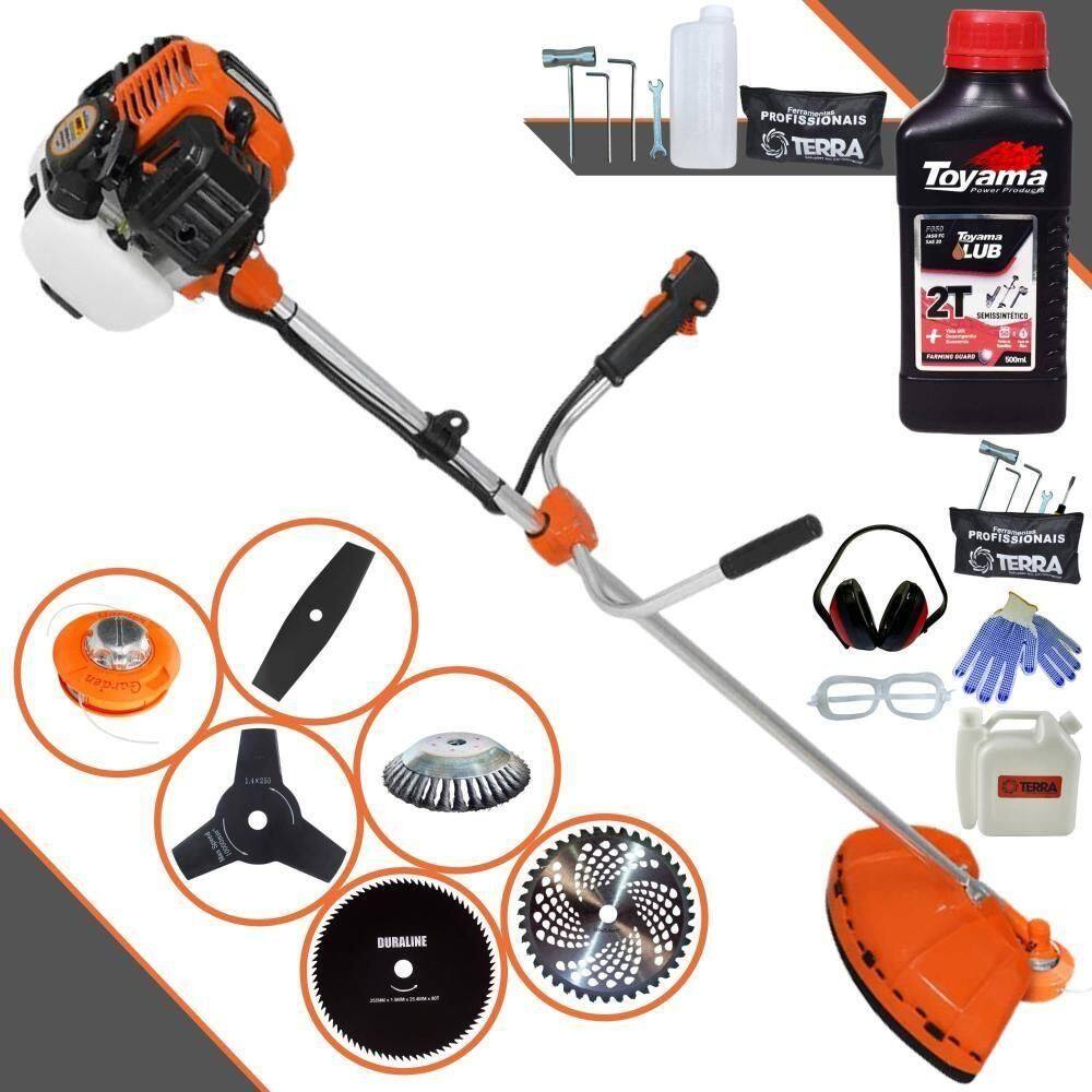 Roçadeira Profissional Terra Gr520xp À Gasolina 52cc 2t 2,5hp + Faca 2 Pontas + Faca 3 Pontas + Faca 80 Dentes + Escova