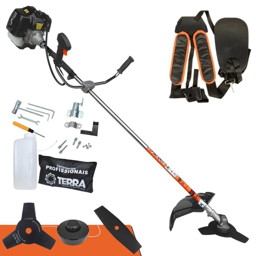 Roçadeira Profissional Lateral Terra Grh430 À Gasolina 43cc 2t 1,7hp + Faca 2 Pontas Duraline 330mm 2,7mm - 330252pju