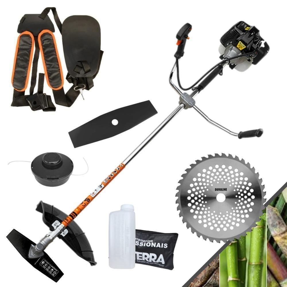 Roçadeira Profissional Lateral Terra Grh520 À Gasolina 52cc 2t 2,5hp + Faca 40 Dentes Duraline 255mm 2mm - 2552540gcjb