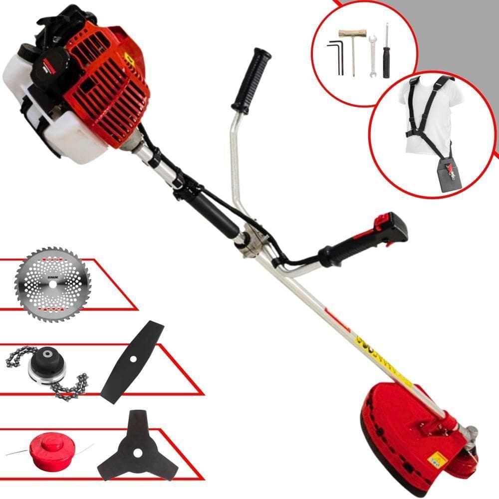 Roçadeira Profissional Lateral Kawashima Kw52l À Gasolina 52c 2,5hp + Faca 2 Pontas Duraline 330mm + Faca 40 Dentes Dur