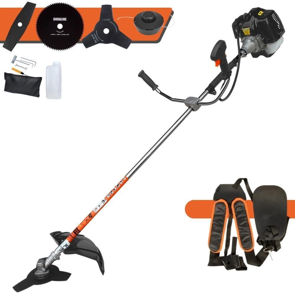 Roçadeira Profissional Lateral Terra Grh430 À Gasolina 43cc 2t 1,7hp + Faca 2 Pontas Duraline 330mm 2,7mm + Faca 80 Den