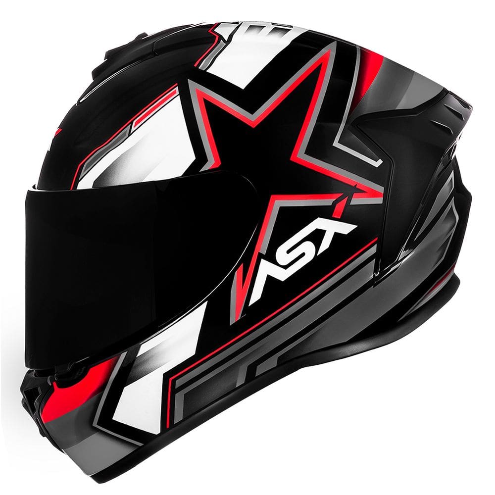 Capacete ASX Draken Pilot Preto Cinza e Vermelho Fosco
