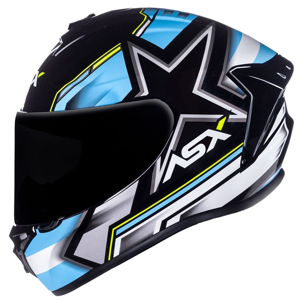 Capacete ASX Draken Pilot Preto Azul e Amarelo