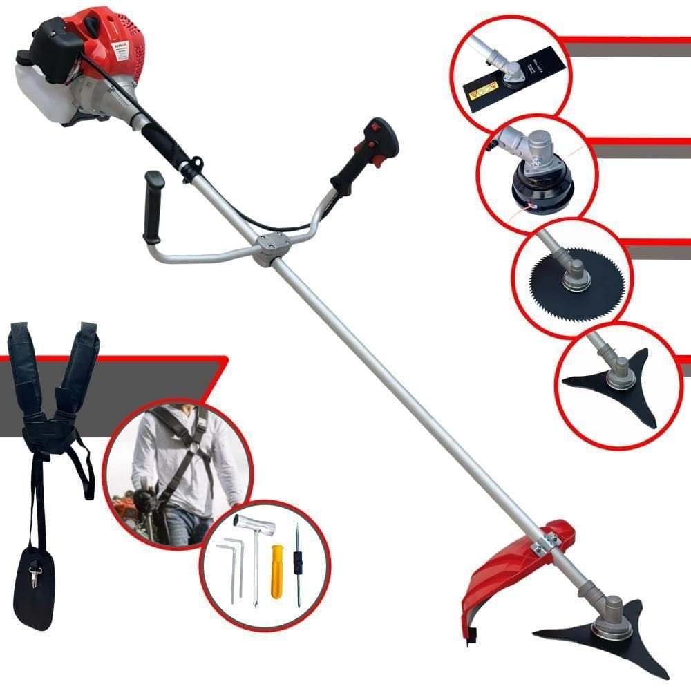 Roçadeira Lateral Anmax Cg430p-tb Plus À Gasolina 2 Tempos 43cc 2,0hp Profissional + Faca 3 Pontas Duraline 255mm