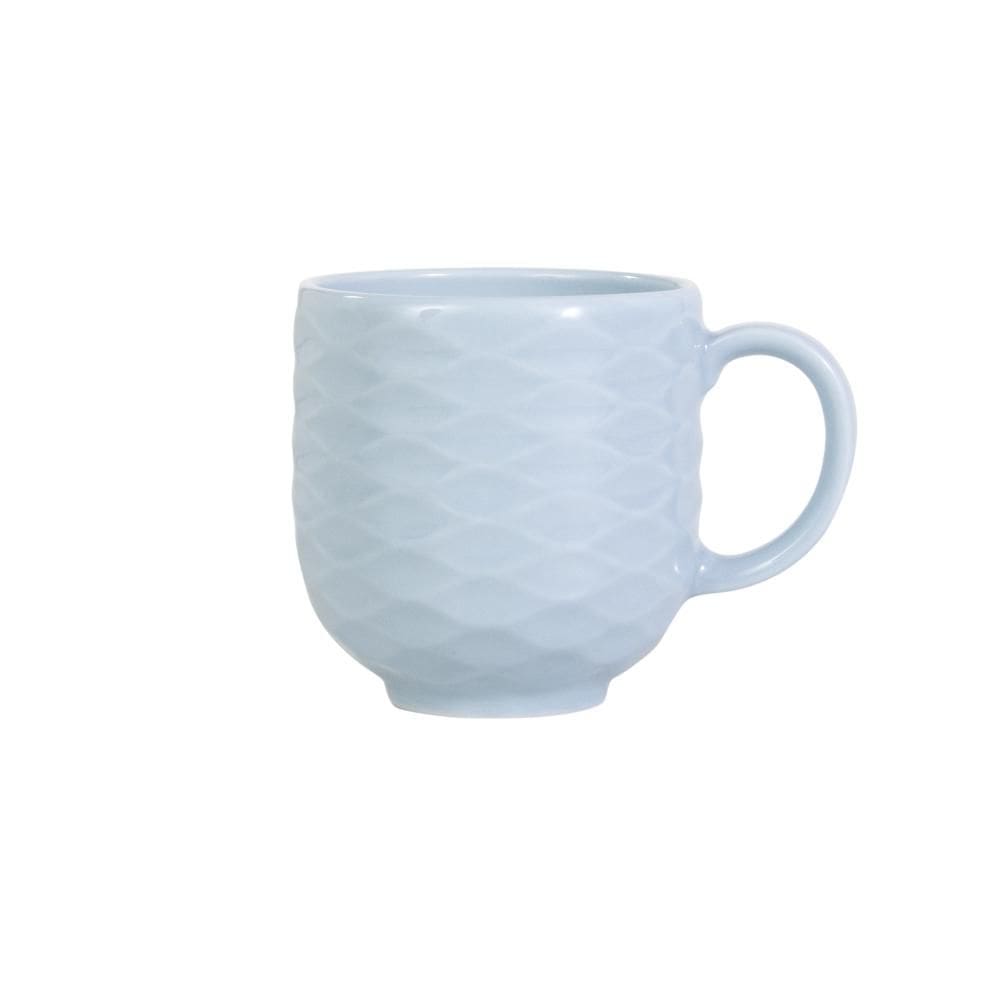 Caneca Chá Café Azul Relevo Ondas 402 ml Germer Porcelanas