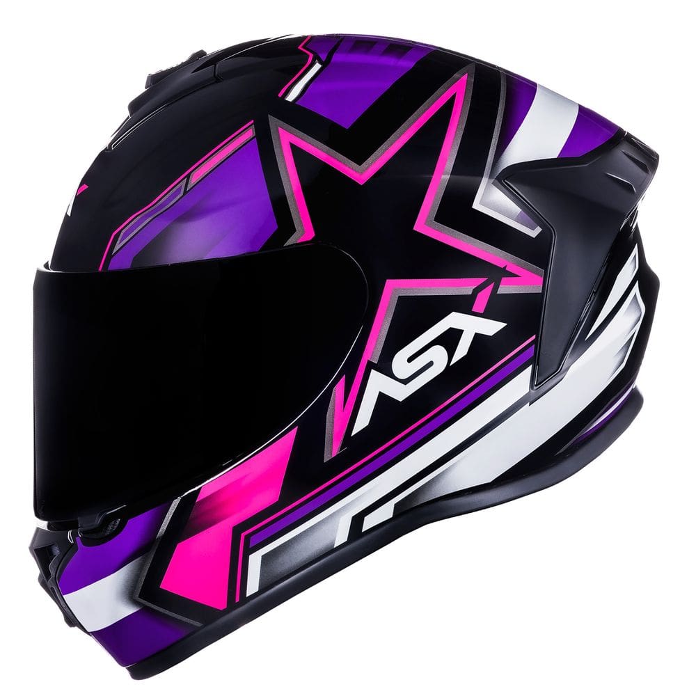 Capacete ASX Draken Pilot Preto Rosa e Roxo