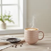 Caneca Chá Café Creme Relevo Ondas 402 ml Germer Porcelanas