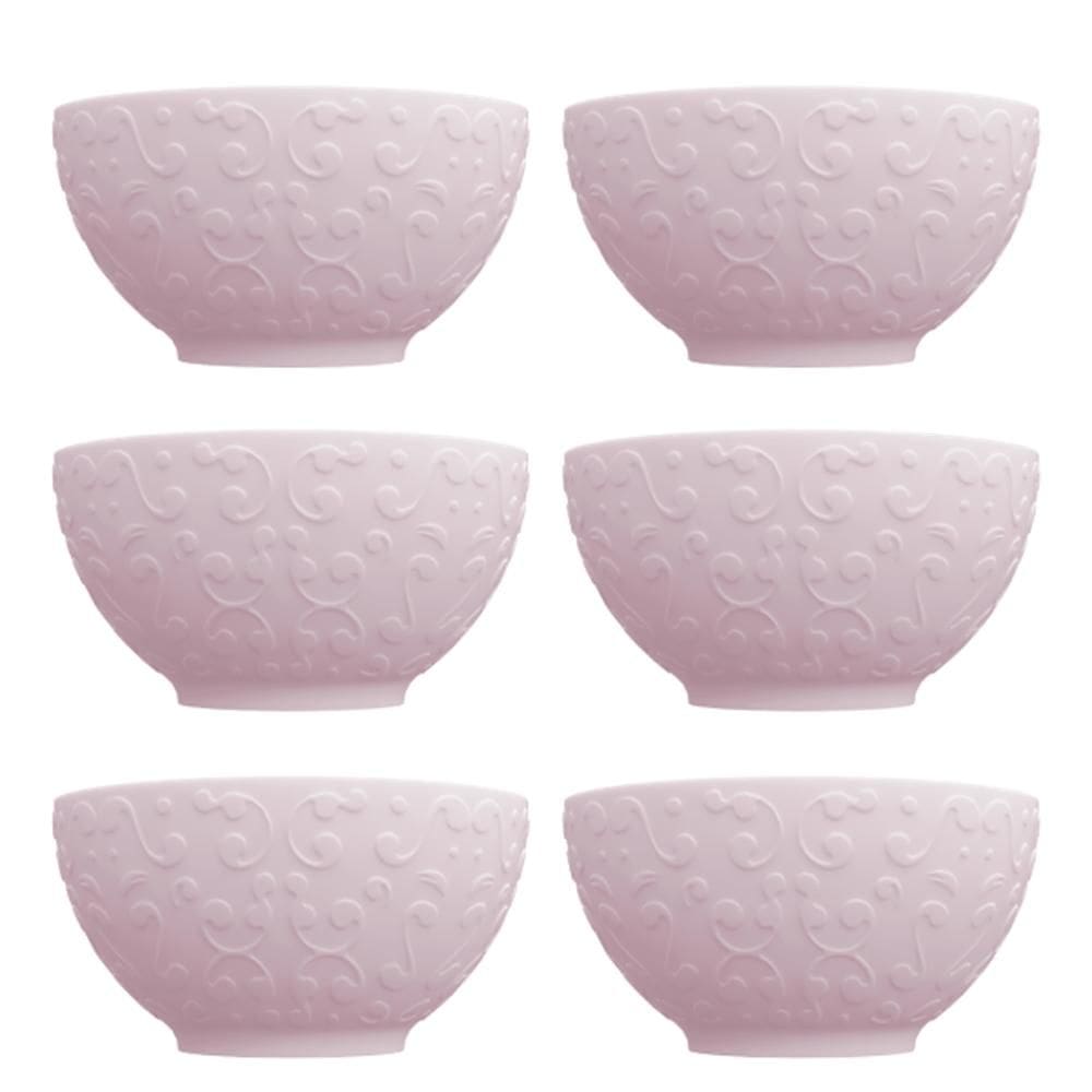 Kit 06 Bowl Tigela cor Rosa Relevo Tassel 456 ml Germer