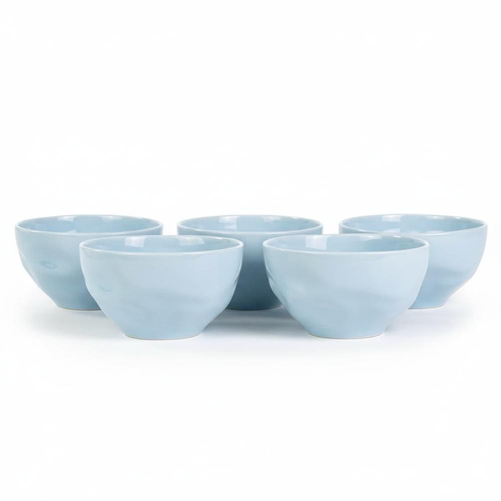 Kit 6 Bowl Tigela Porcelana Azul Relevo Orgânico 360 ml