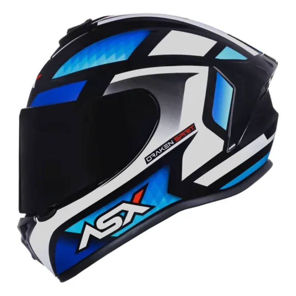 Capacete ASX Draken Spirit Preto Azul e Branco