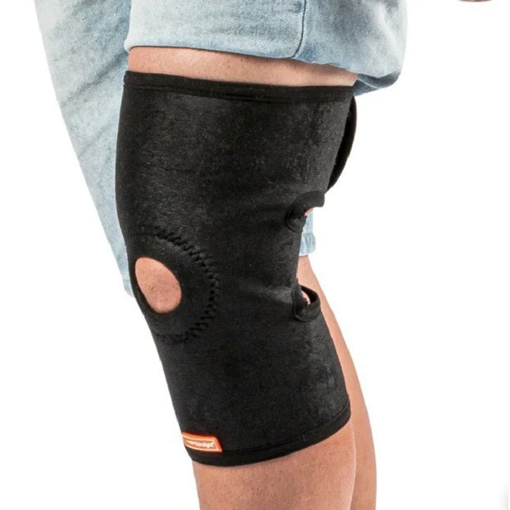 Joelheira Elastica Ajustavel Compresão Ortopedica Longa Reforço Patelar Neoprene e Orificio Hidrolight