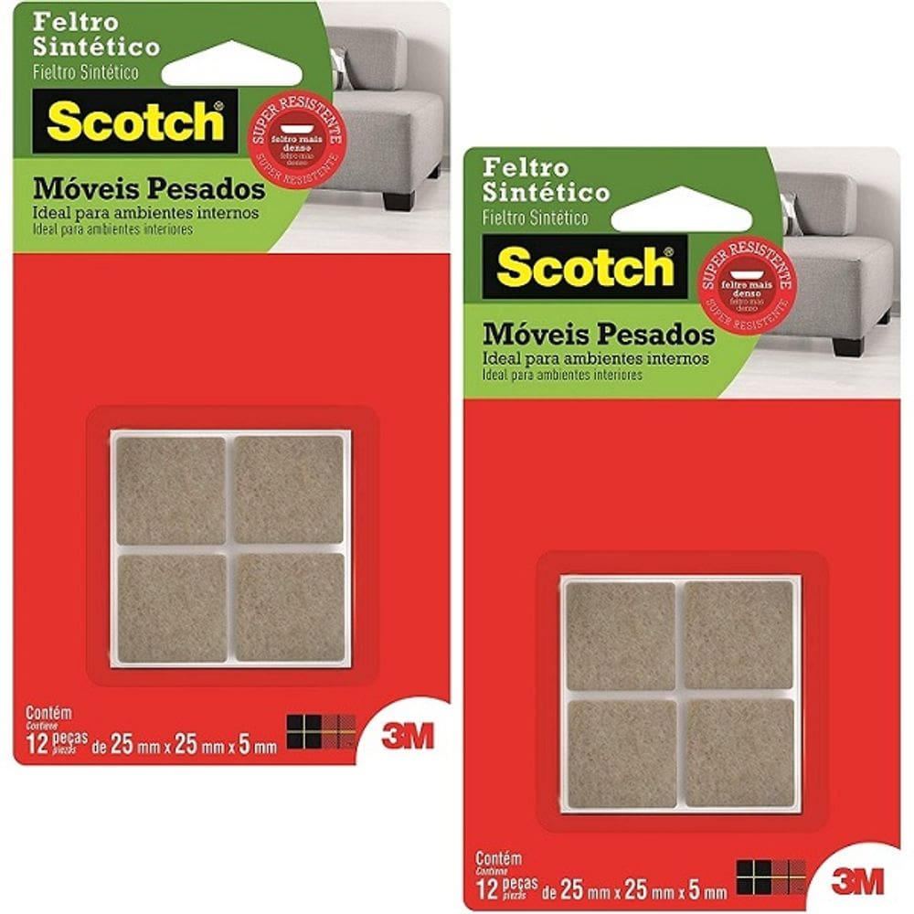 Kit com 24 Feltro Moveis Pesados Quadrado Marrom Grande