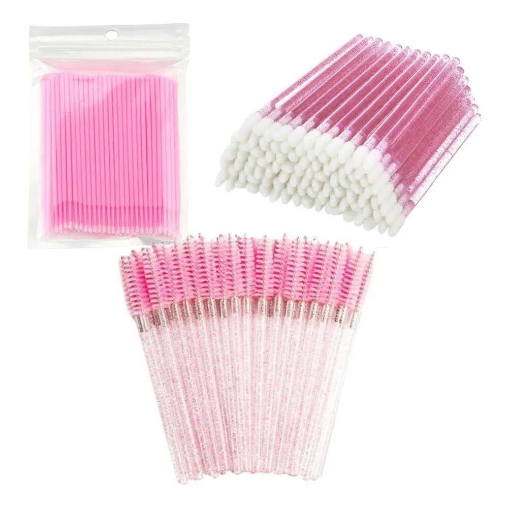 2X Kit 100 Escovinhas 100 Microbrush 100 Aplicador Batom New