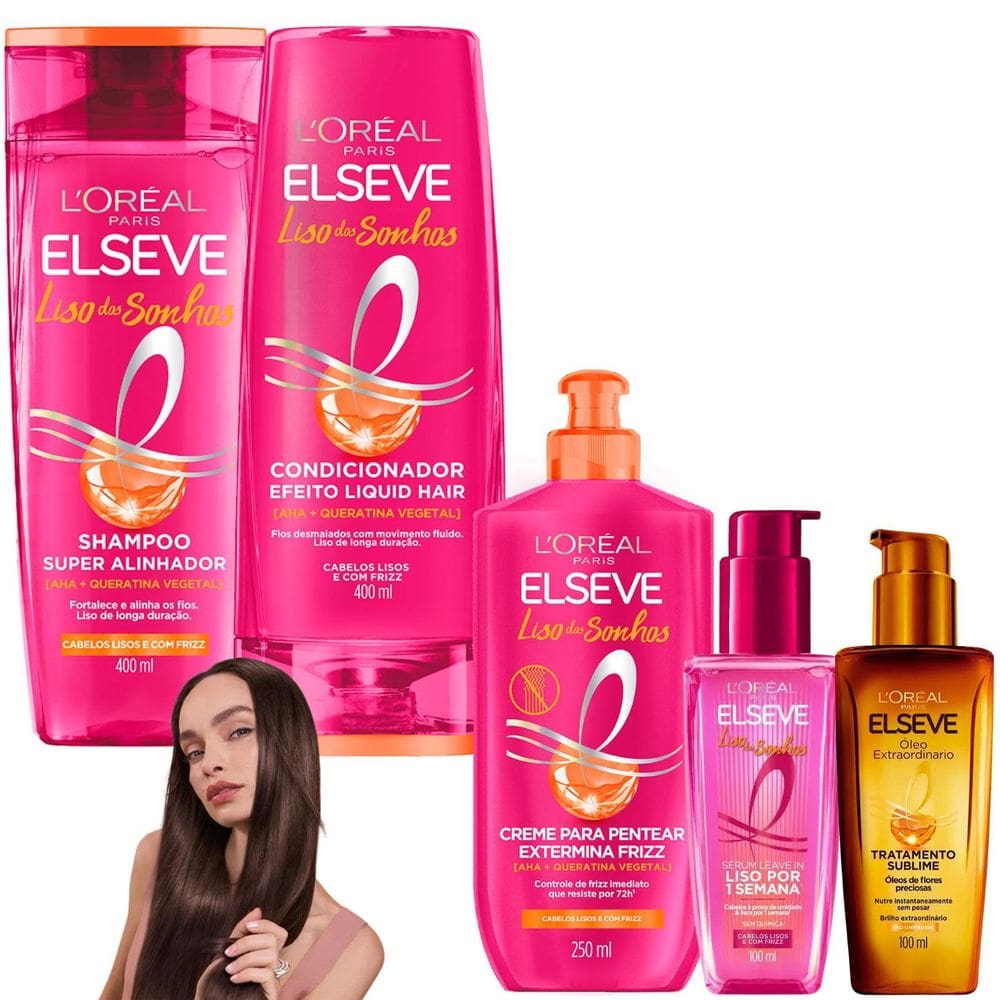 Kit Liso Dos Sonhos Sérum Leave In Extraordinário Elseve