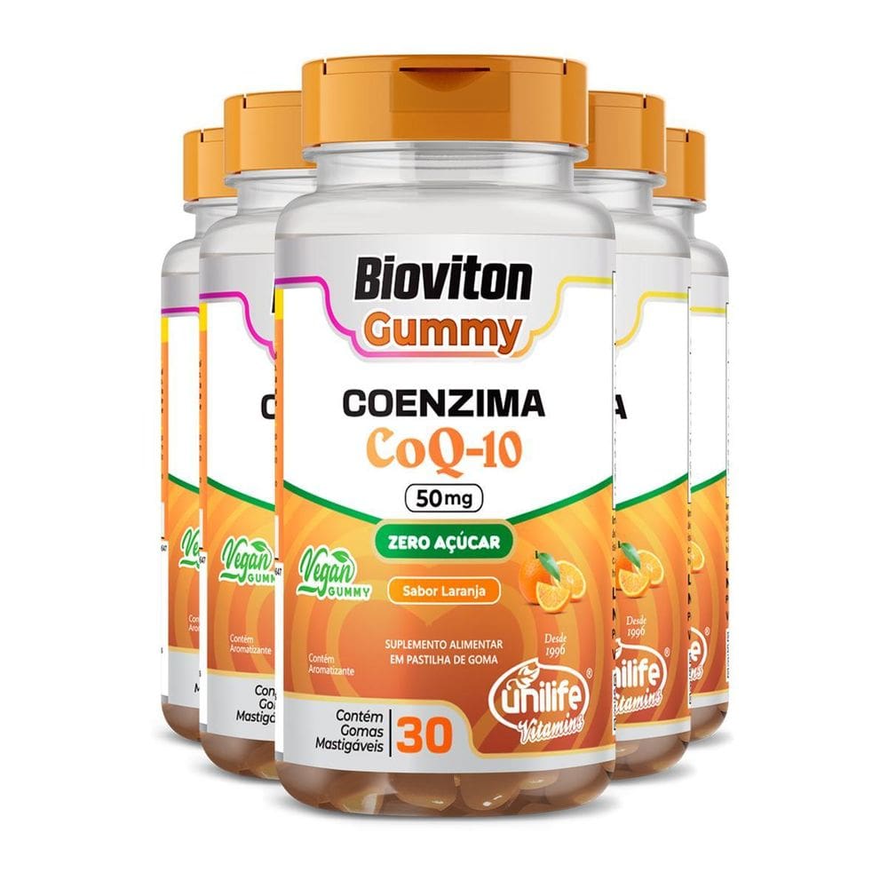 Kit 5 Gummy Coenzima Q10 Unilife 30 Gomas Laranja