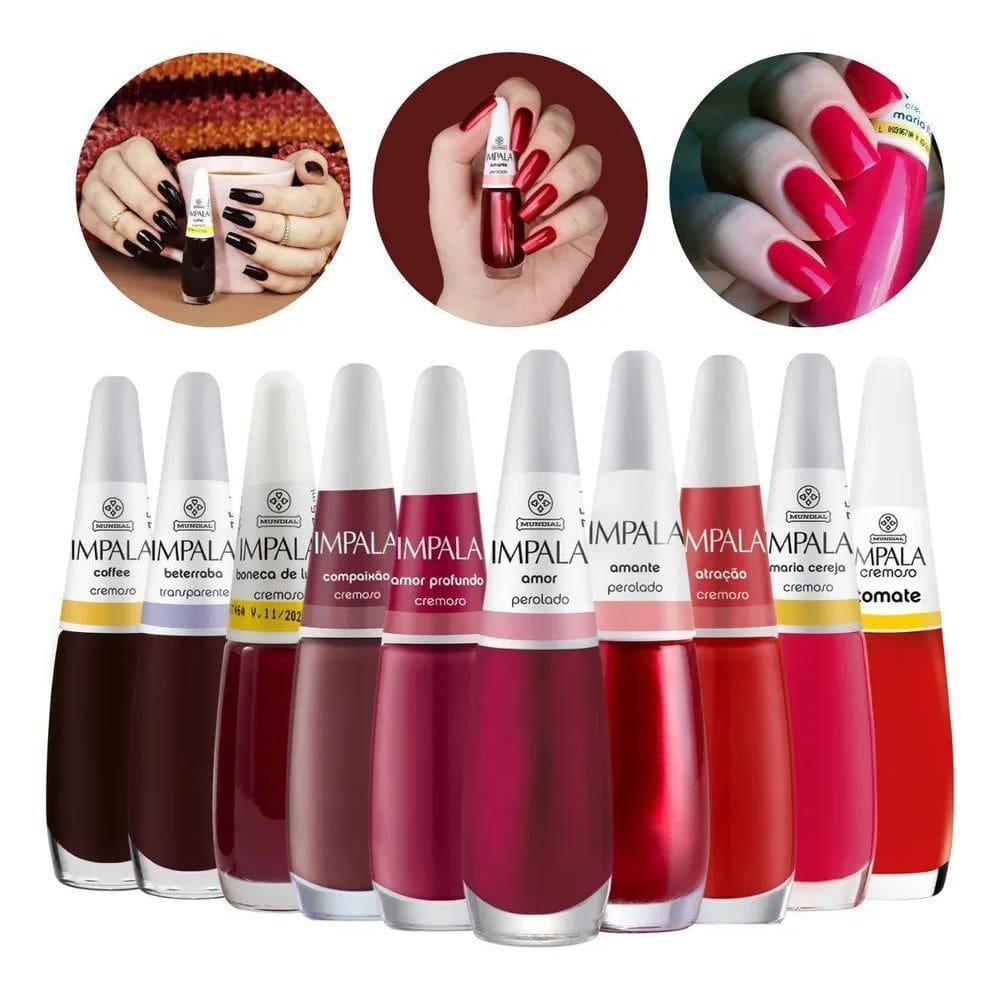 2X Kit 10 Esmaltes Impala Cores Manicure Co