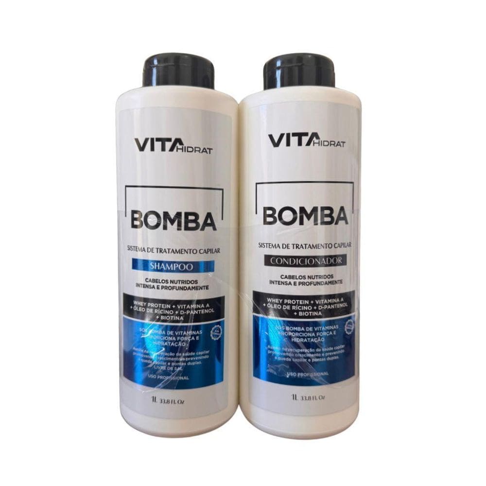 Kit Tratamento Bomba Shampoo 1L + Condicionador 1L Vita