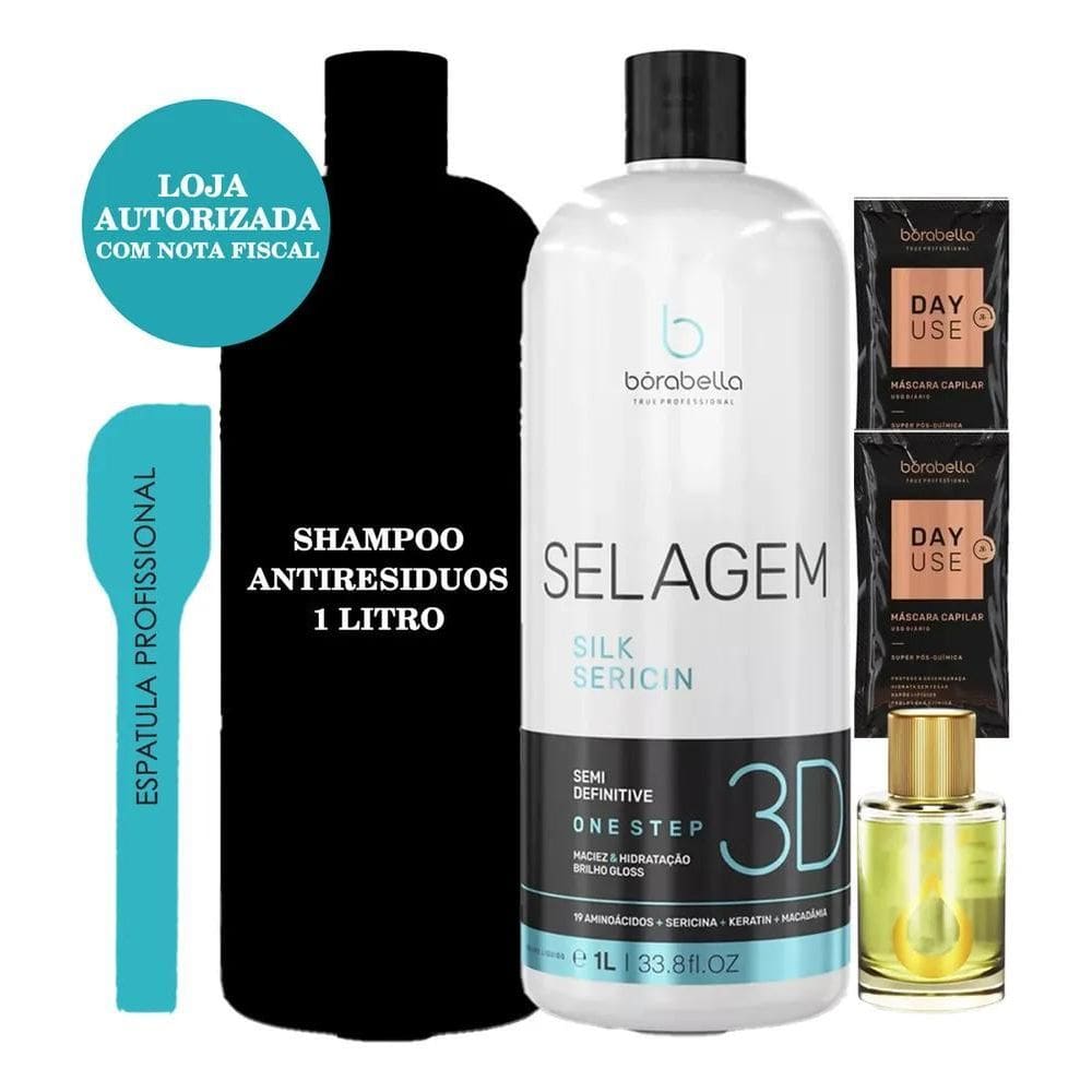 Selagem 3D Bórabella Sem Formol 1L + Shampoo 1L