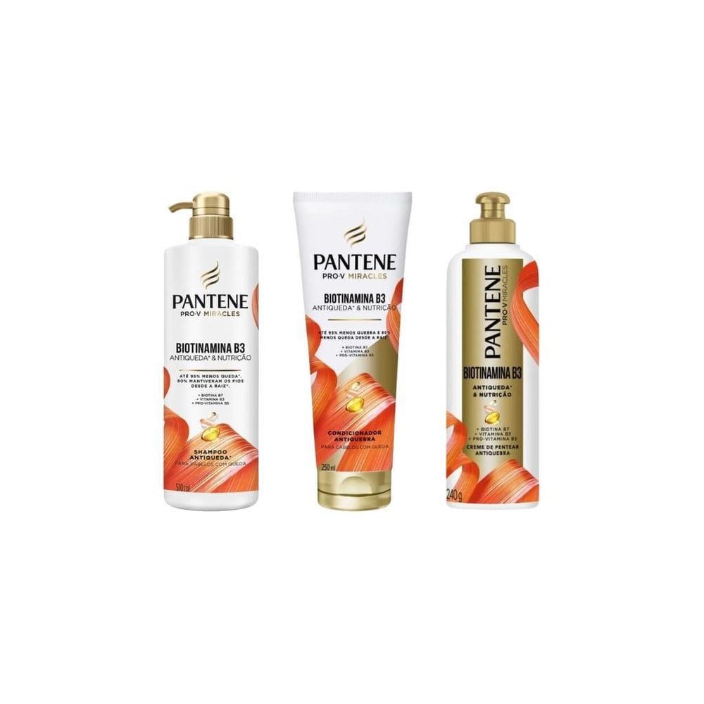 Kit Pantene Biotinamina Shampoo 510Ml+Cond 250Ml+Cr Pentear