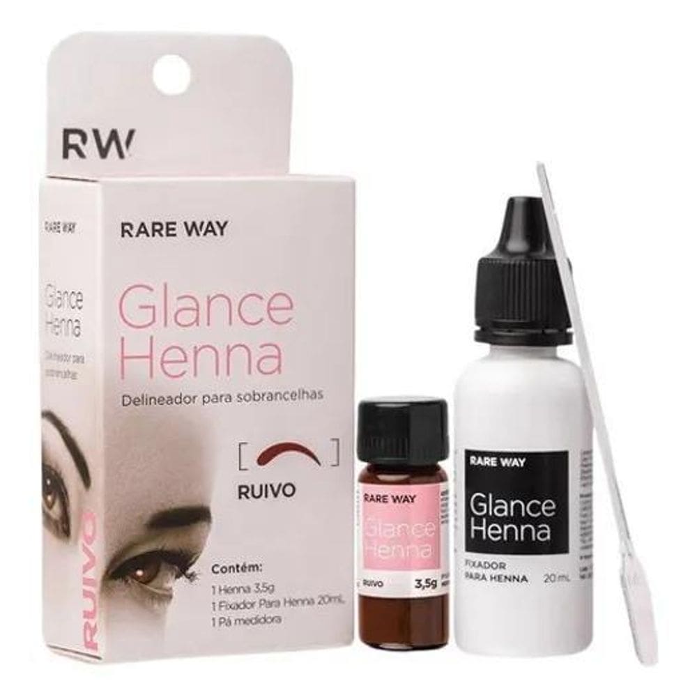 10X Henna Rare Way Glance 3,5G Para Sobrancelhas Cor Ruivo