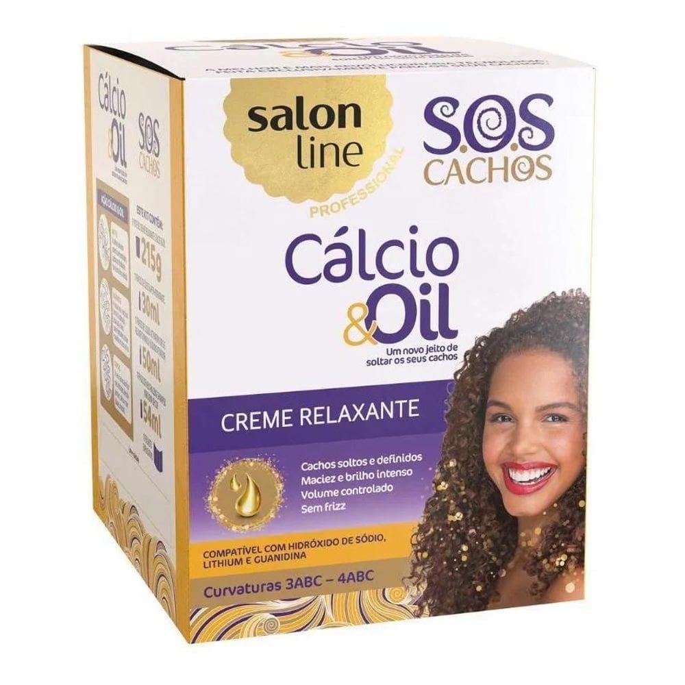 2X Kit Guanidina Relaxante Solta Cachos Cálcio & Oil Salon L