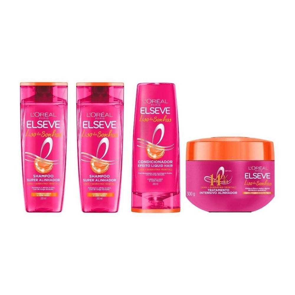 Kit Elseve Liso Dos Sonhos 2 Sh 200Ml+Cond 200Ml+Creme Trat