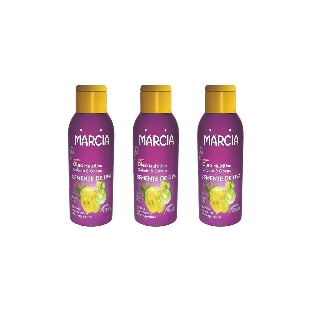 Oleo Cabelo E Corpo Marcia 90Ml Semente De Uva-Kit C/3Un