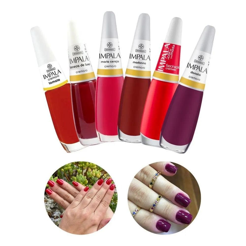 2X Kit 6 Esmaltes Impala Vermelho Classico Barato