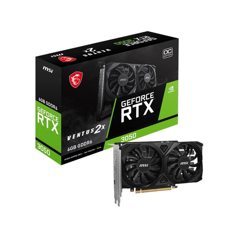 Placa de vídeo MSI GeForce RTX 3050 Ventus 2X, 6GB GDDR6, 96 bits, 912-V812