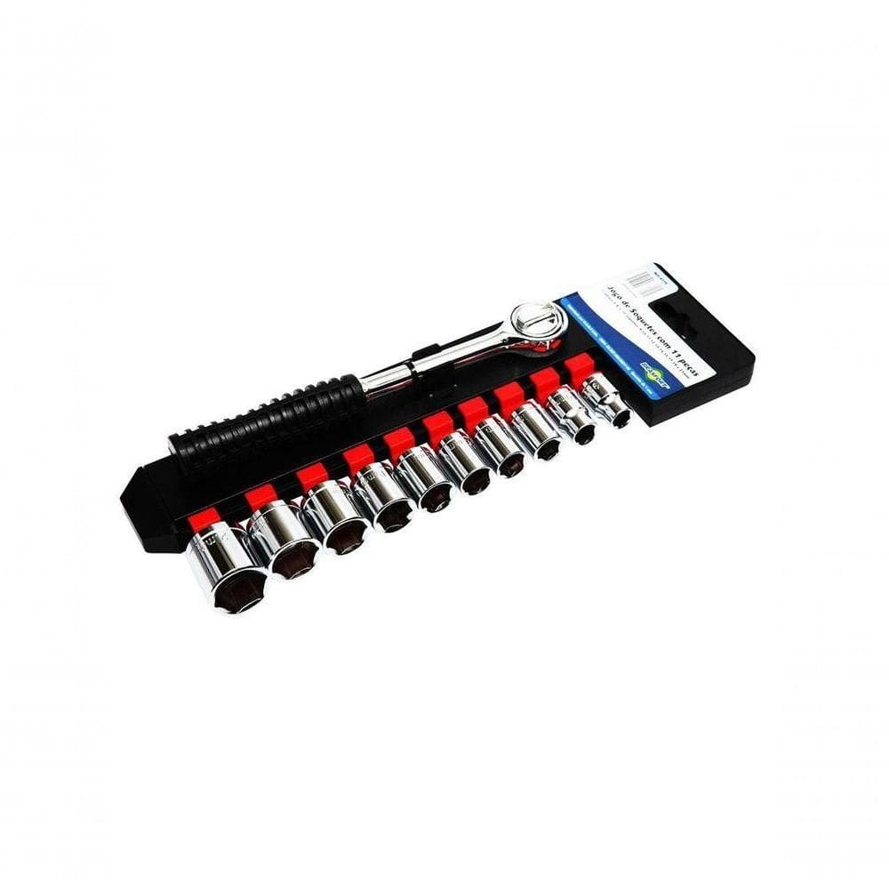 Jogo De Soquetes Com Catraca Brasfort 3-8 Catraca 11 Pecas