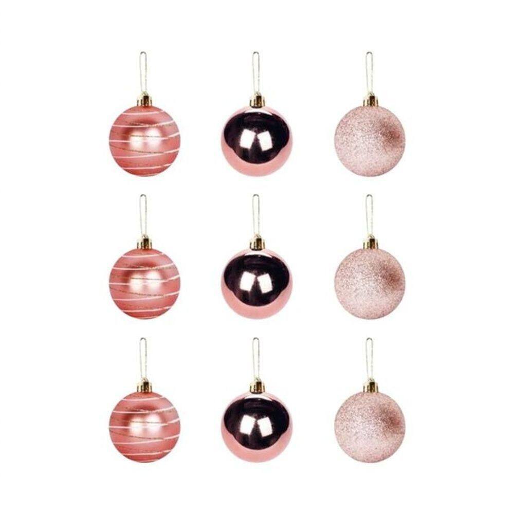 Encanto Rosa: Kit De 9 Bolinhas Natalinas 5cm Para Decorar Sua árvore Com Estilo