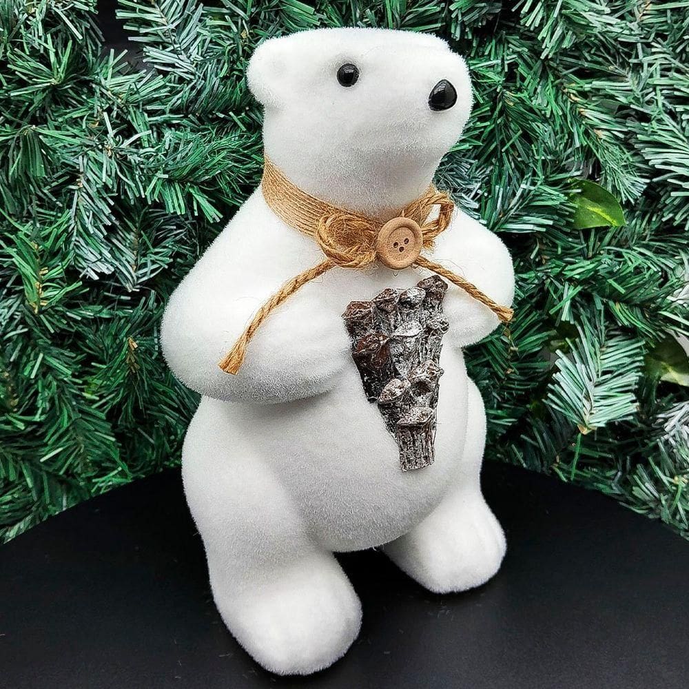 Ursinho Charmoso Polar Decoração Natalina Em Isopor De 26cm