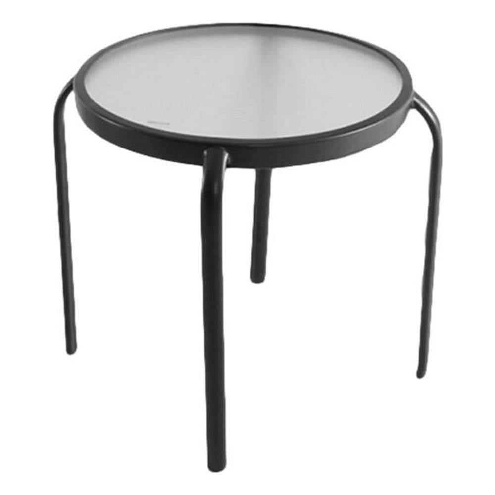 Mesa De Apoio Em Metal E Vidro 45cm Cinza Grafite