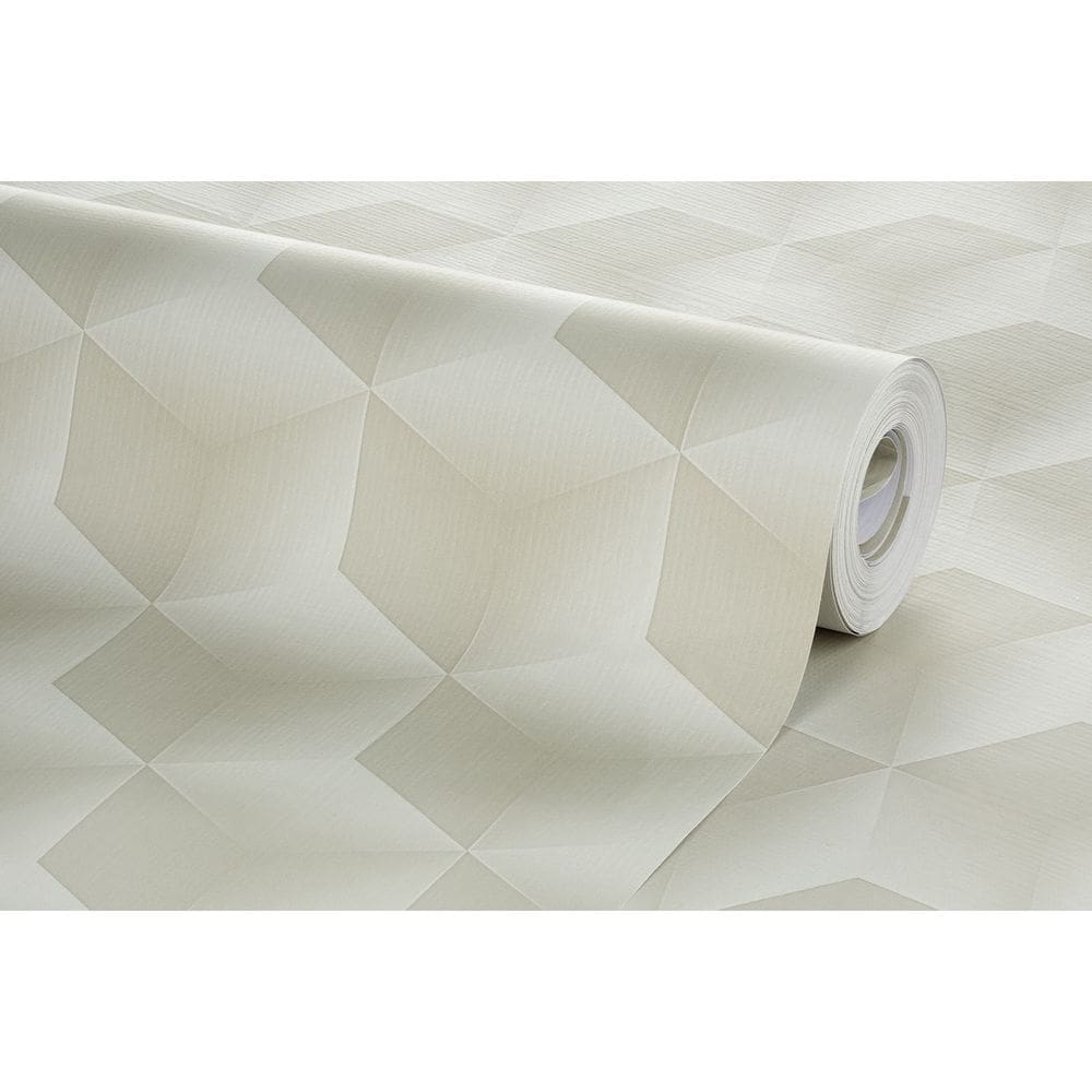 Papel De Parede Vinilico 52cmx10m Geometrico Cubo 3d Bege
