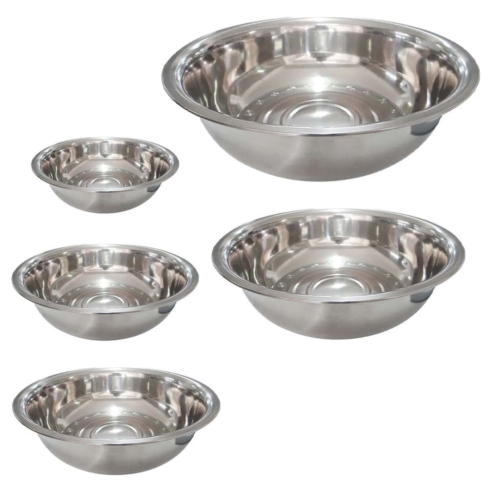 Tigela Inox Bowl Bacia Cumbuca Kit 5 uni Preparo Receita Multiuso Restaurante Casa Mesa Posta Jantar Refeiçao