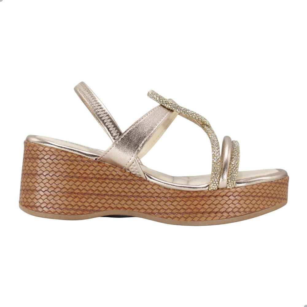 Sandália Mississipi Anabela Metalizada Ouro