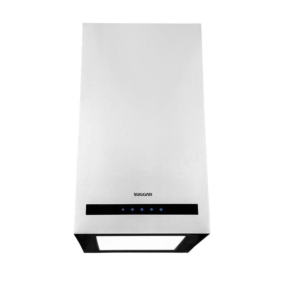 Coifa Suggar Ilha Quadrada Opala Led Painel Touch Inox 110V