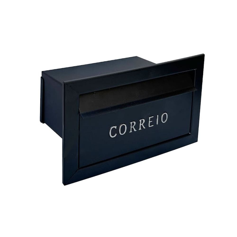 Caixa de Correio Cartas Para Muro Detras Preta 15x23x30cm